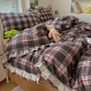 Washed Cotton Double Gauze Bedding Set Floral Ruffle Bed Sheets Bedroom