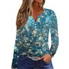Women's T Shirt Tee Button Print Long Sleeve Daily Weekend Fashion Basic V-Neck Regular Top