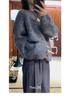 Women's Heavyweight Brushed Wool Pullover - Cozy, Heathered Yarn, Loose Fit, Round Neck, Versatile Knitwear for Autumn/Winter