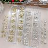 48 Pcs/Box Christmas Nail Art Decorations With Cute Reindeer, Snowflakes And Bells Nail Accessories