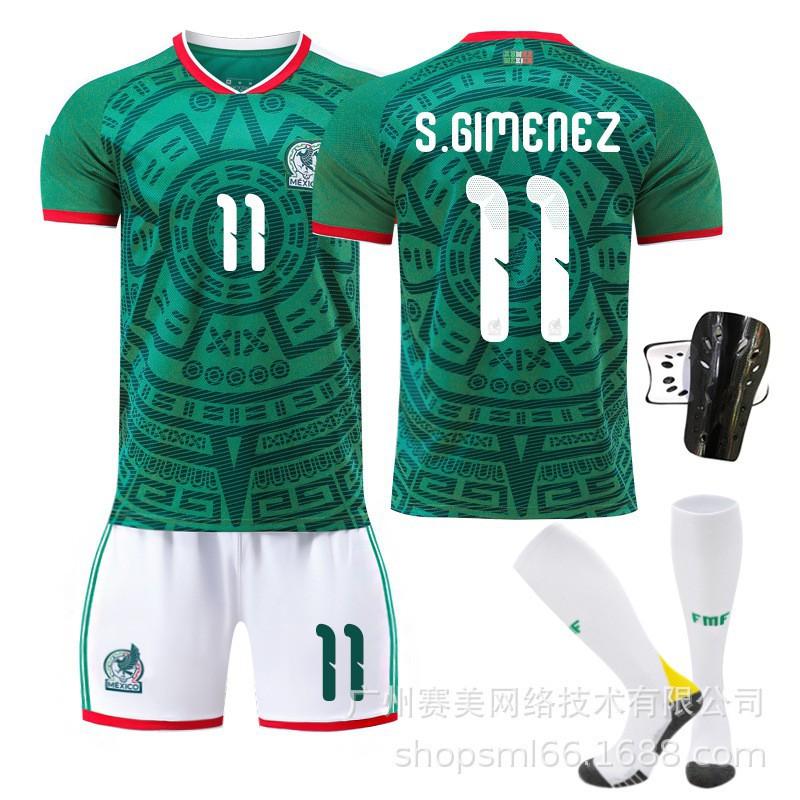 Weltmeisterschaft Mexiko Heim Nr. 9 Raul 11 Jimenez 14 Trikot-Set Kinder-Fußballuniform