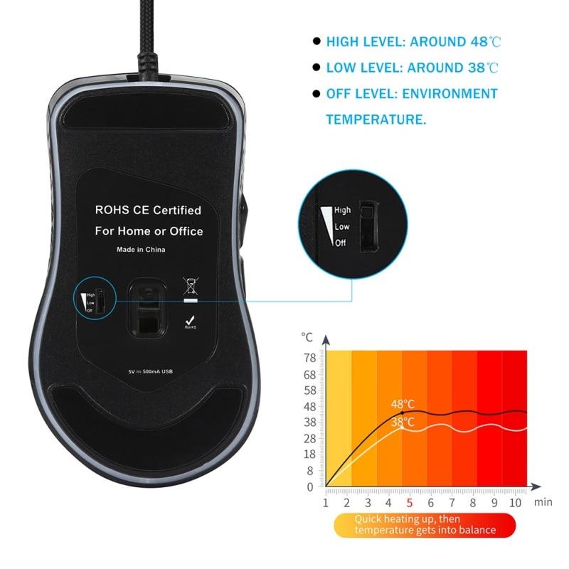 Wired Heating Mouse 6 Buttons Warmer Heated Mouse USB Optical Mice