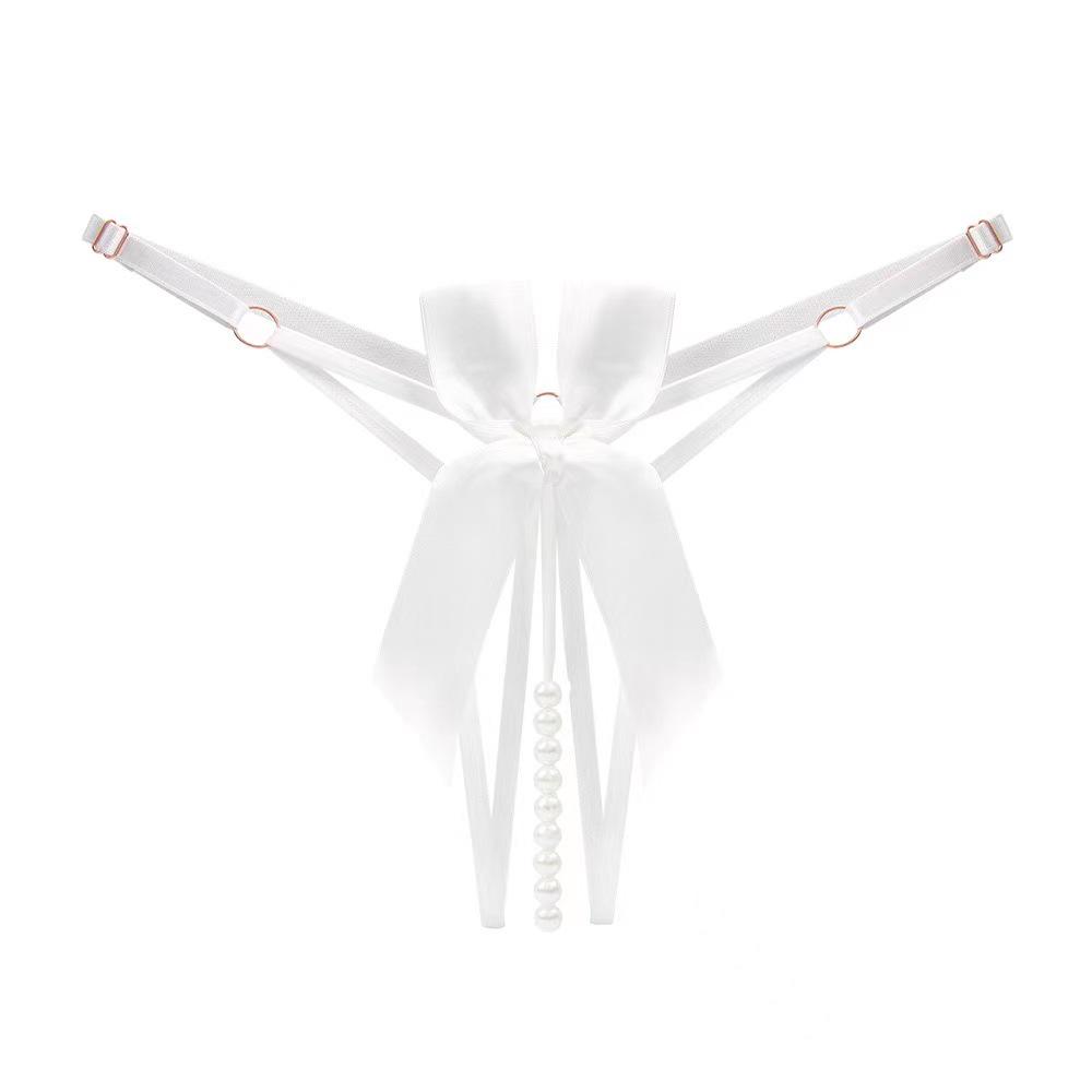 Adjustable Plus Size Open Crotch Beaded Thong Lingerie for Women