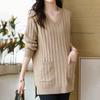 Warm Knitted Sweater for Women Thickened V Neck Pullover Long Sleeve Large Size Tops Autumn Winter