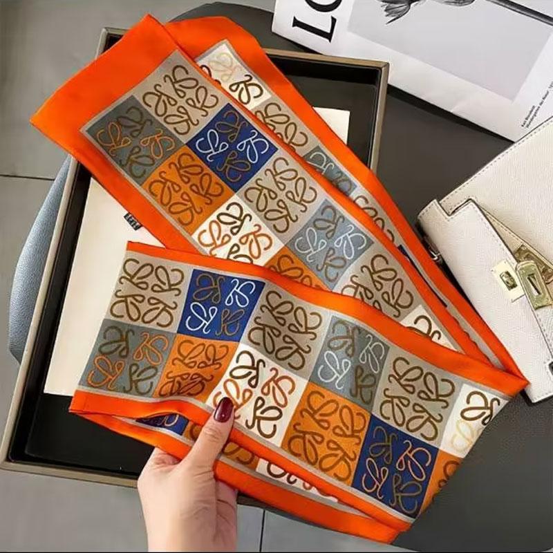 1 pcs 150x14cm Korean Style Silk Scarf Spring Autumn Small Narrow Long Hair Tie Square Scarf Suit Shirt