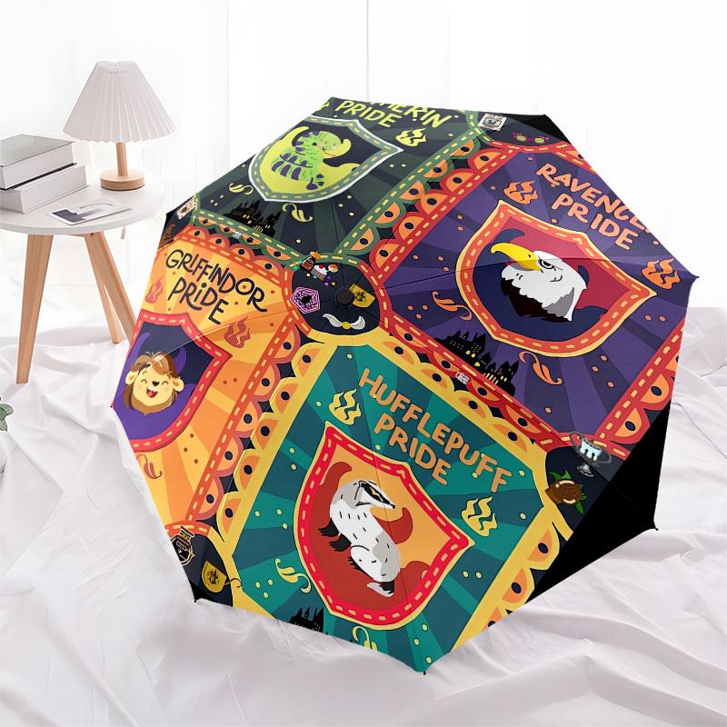 1pc Hogwarts House Crests Umbrella with Plastic Handle,Cartoon Pattern,Suitable for All Seasons Multi-functional Umbrella476