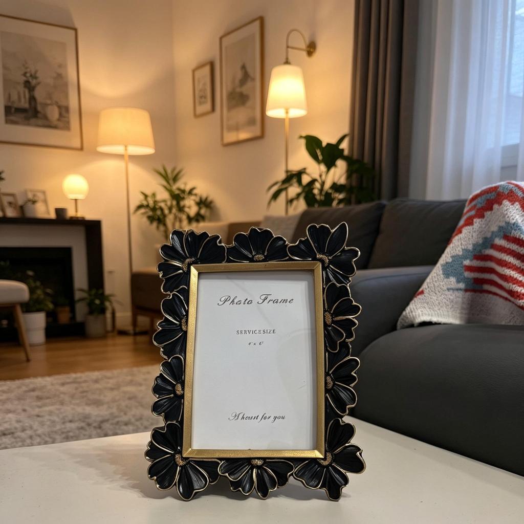 Cornice Portafoto Francese Vintage in Rilievo: Oro, Argento e Bianco, Resina di Alta Gamma, Doppia Dimensione per Decorazione della Camera da Letto o della Scrivania.