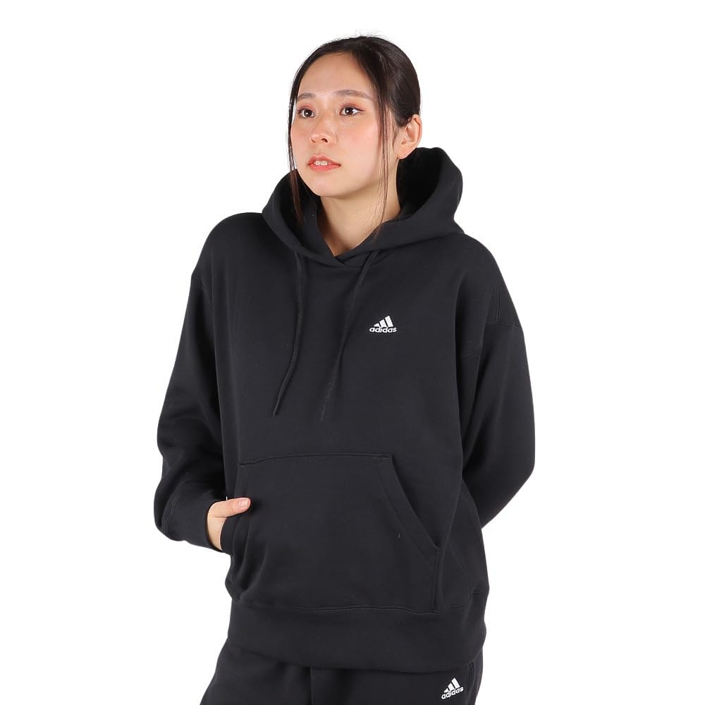 adidas W ESS+ SL Sweat Hoodie, Black, Size S