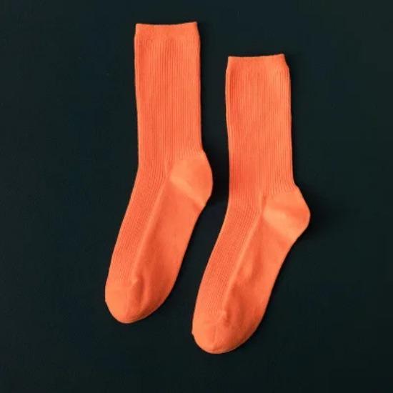 Harajuku Mode Damen Baumwollsocken Locker Gestapelt Leuchtend Neon Rosa Grün Bunt Lang Einfarbig Weich Fluoreszierend Socken