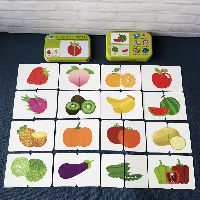 Montessori Peuter Puzzelkaarten Speelgoed Voor Kinderen 2 Jaar Legpuzzel Matching Spel Educatief Speelgoed Cartoon Vorm Cognitieve Training Cadeau