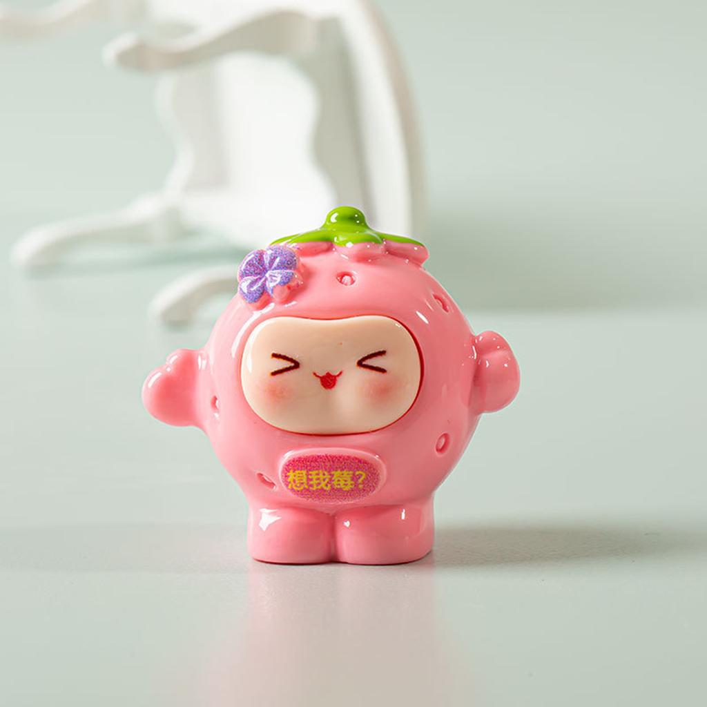 Miniature Figurine Mini Cute Car Interior Decorations Cartoon Fruits Doll Luminous Home Decoration Accessories Crafts Gifts