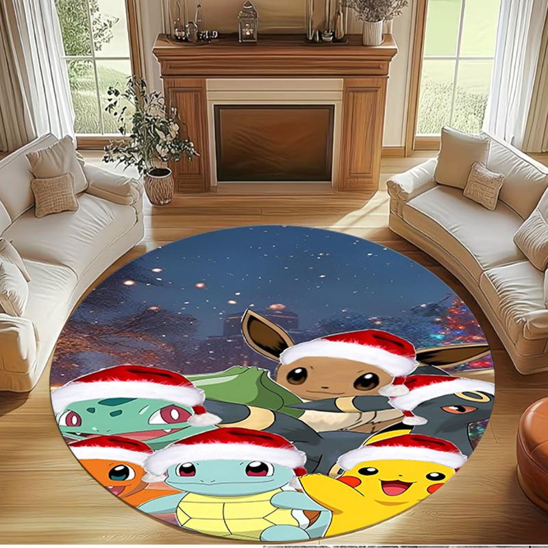 Pokemon Print Round Rug, Washable Floor Carpet, For Entryway Dorm Laundry Room Office Study, Home Decor Birthday Christmas Gift