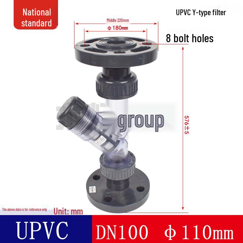 Corrosion-Resistant Transparent UPVC Y-Type Flange Filter for Chemical Industry