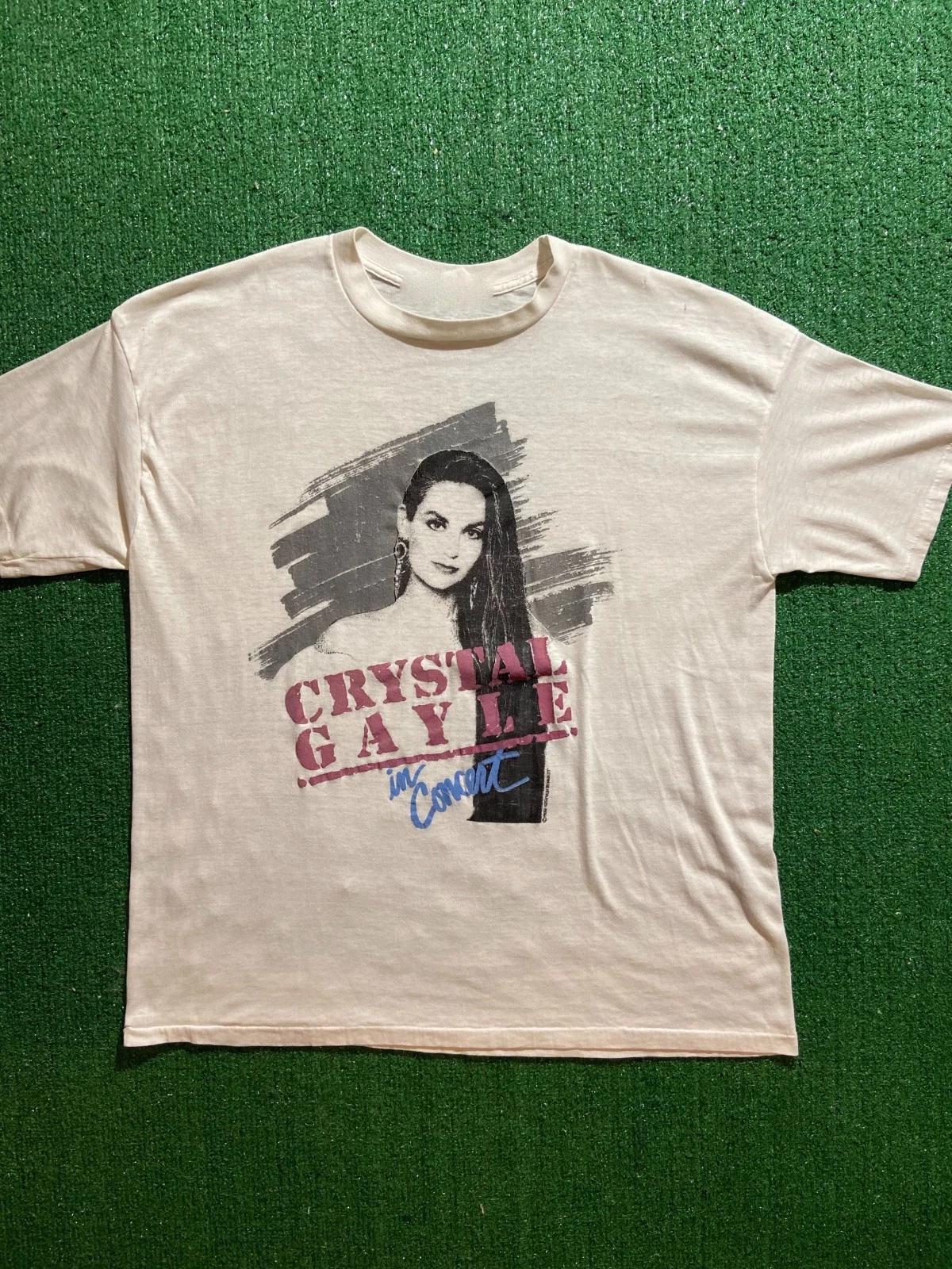 Vintage Crystal Gayle In Concert Cotton White All Size Unisex Tee Shirt TR670 S