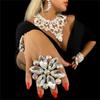 European And American New Rhinestone Ring Retro Hollow Flower Ring Personality Exaggerated Female Ring European And American Ring