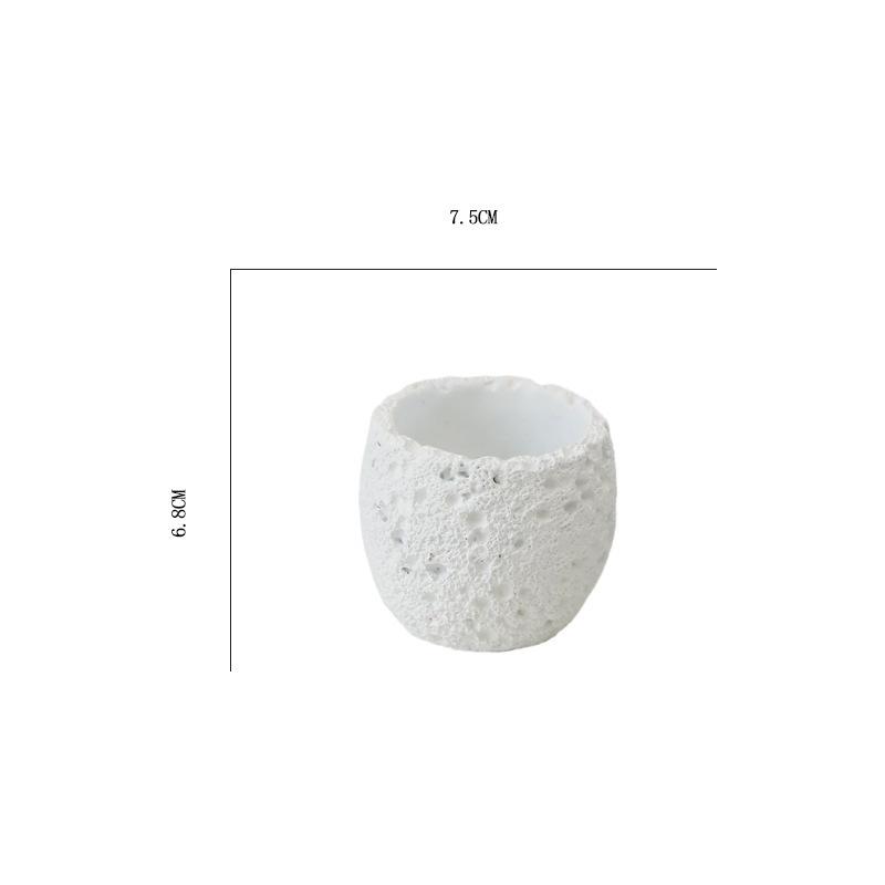 Milk White Creative Volcanic Stone Pattern Cement Succulent Flower Pot Office Home Desktop Decoration Green Plant Flowers