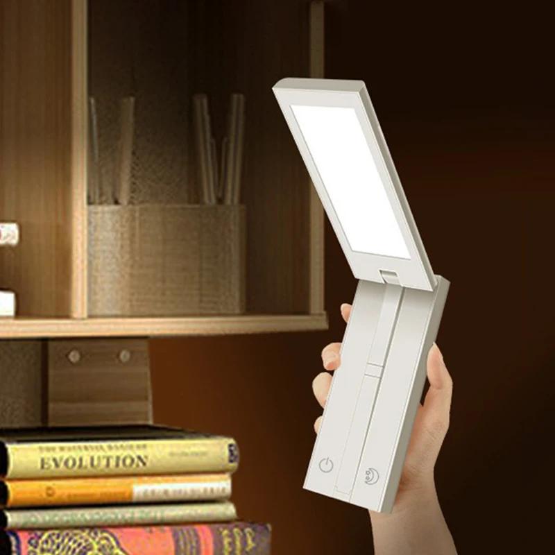 LED Desk Lamp 6000mAH Portable Foldable Lamp With Clock USB Charging Type Fold Energy Saving Rechargeable LED Reading Light