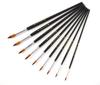 ONE HAPPY CHOICE 9-Piece Long Handle Pointed Artist Paint Brush Set Round (Long Handle)