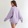 Women's Color Long Sleeve Neck Sweatshirt Loose Fit Casual Pullover Top