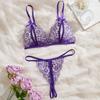 Purple Hot Crotchless Transparent Hollow Out Bra Panty Set Sexy Lingerie For Women Open Bras Underwear Lace Suit Erotic Clothing