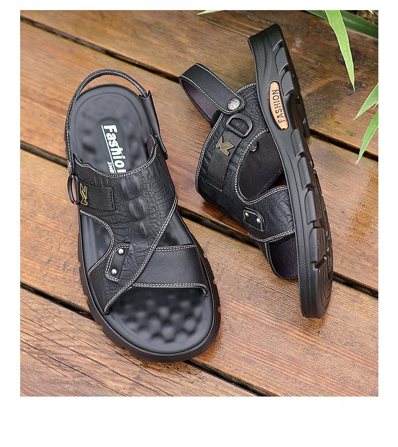 Men's 2023 Dual-Purpose Leather Sandals: Casual Beach Shoes for Summer