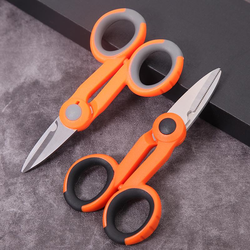 Thickened Serrated Stainless Steel Electrician's Shears for Cutting Iron Sheets & Wires, Industrial Wire Stripping Shears