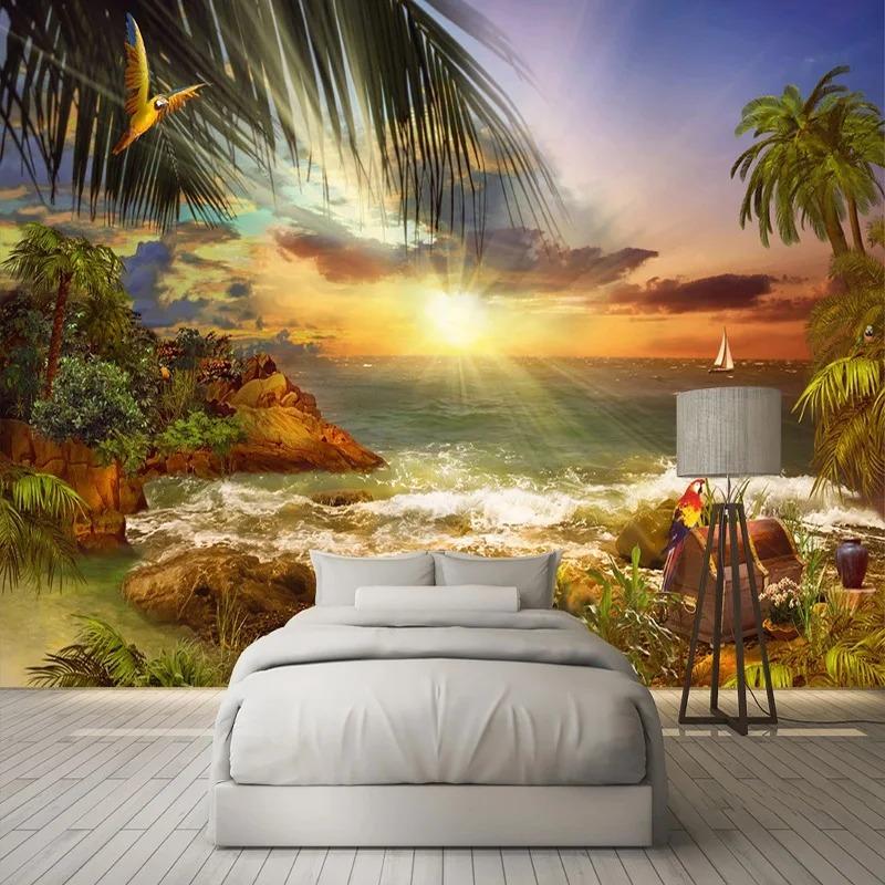 3d Mural Island Beach Seascape Wall Painting Living Room Bedroom Wallpaper Home Decor