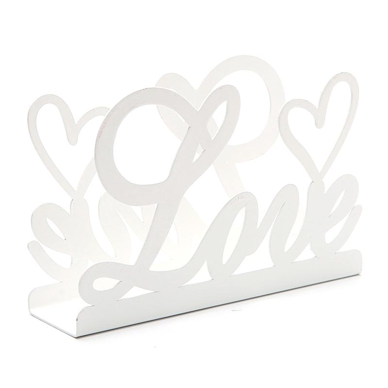 Heart Shaped 3D Tissue Holder Napkin Clamp Dispenser Stand Hollow Ornament