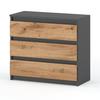 Chest of Drawers TV Cabinet 80cm 3S Gray Oak Wotan Loft Living Room Furniture