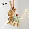 Seasonal Branch Decorations Christmas Resin Animal Ornament, Vintage Hanging Decor with Ribbon, Cute Bow Tree Ornaments Dog Santa Bear Patterns