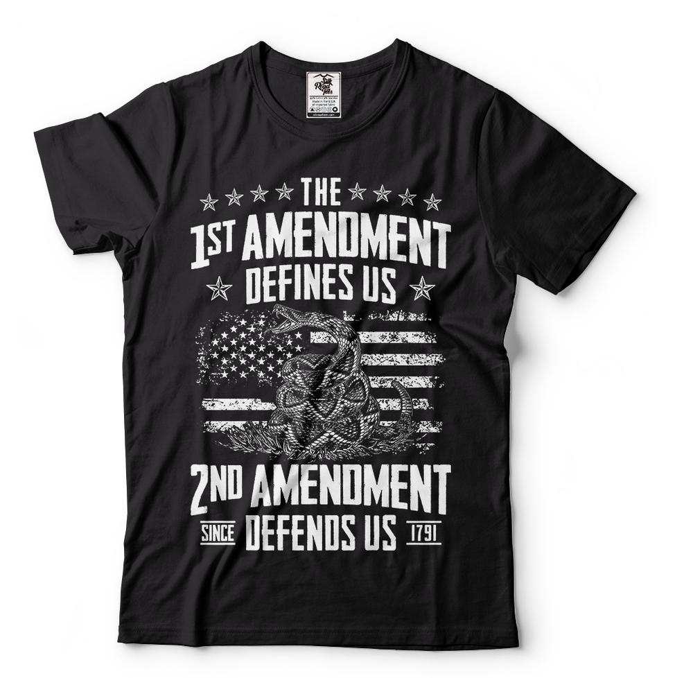 Patriotic T Shirts 2nd Amendment Shirts for Men Vintage USA Flag Pro Gun Tee
