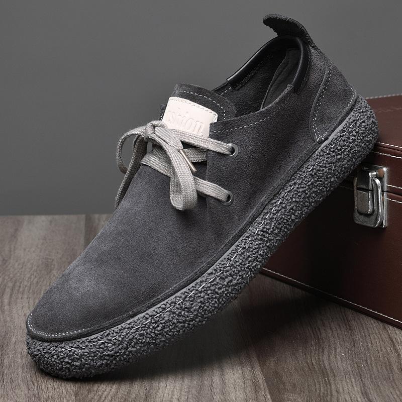 Genuine Leather Casual Shoes Men Brown Suede Shoes Moccasins Slip On Men's Flats Breathable Autumn Winter Male Driving Shoes