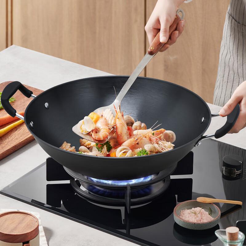 Xin Yifan Handcrafted Rust-Resistant Wrought Iron Wok with Double Handles