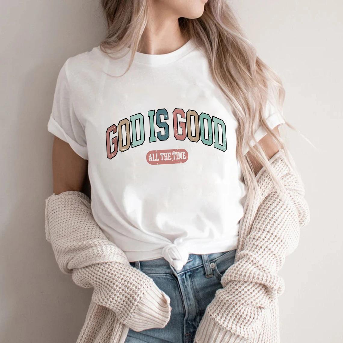 

Бог Благ Всегда Принт Графический Уличная Мода Футболки Харадзюку Одежда Короткий Рукав Летняя Футболка Повседневные Женские Топы 4XL