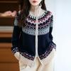 Women's Fair Isle Wool Cardigan: Age-Reducing Thick Knit Sweater Coat for 2025 Autumn/Winter