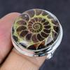 Ammonite Fossil Gemstone Handmade 925 Sterling Silver Jewelry Ring Size 9 Q2l18