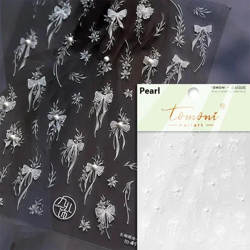 5D Butterfly Red Spider Lily Blooming Flowers Nail Art Stickers Chinese Characters Phoenix Swallow Self Adhesive Manicure Decals