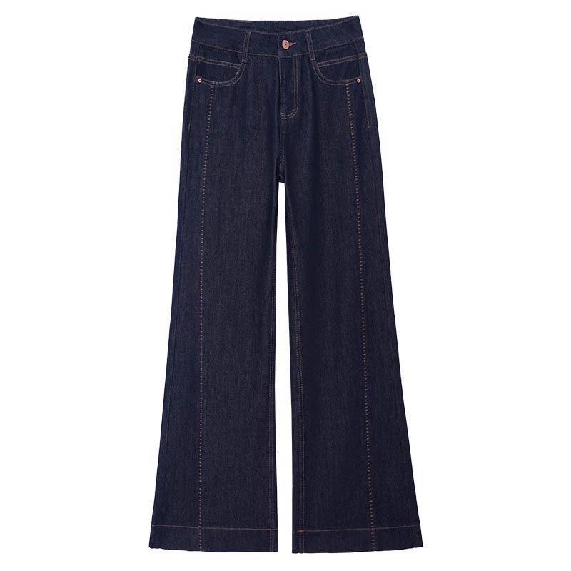 Women's High-Waisted Wide-Leg Denim Jeans - Spring/Autumn 2025 Collection, Casual Slimming Loose-Fit Pants