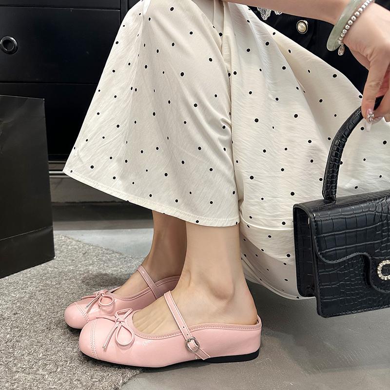 Fashion Summer Women Cover Toe Mules Slippers Fashion Butterfly-knot Slide Ladies Elegant Dress Slip On Shoes