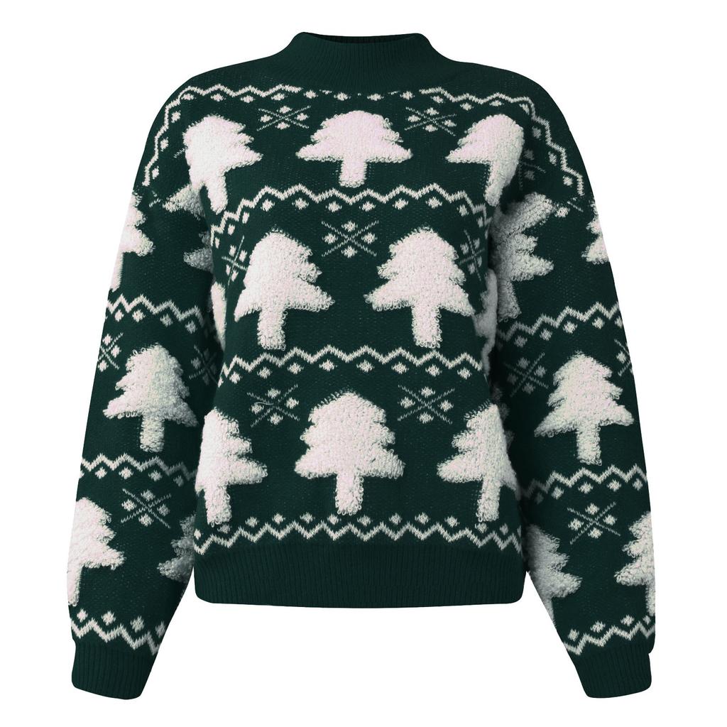 Women's Fashion Christmas Sweater Half Tall Neck Long Sleeve Sweater