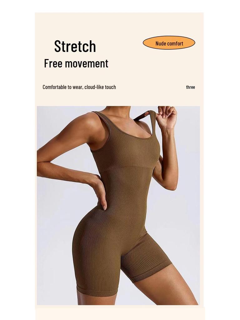 Seamless Ribbed Bodysuit: Sexy, Elastic, Sportswear for Yoga & Fitness