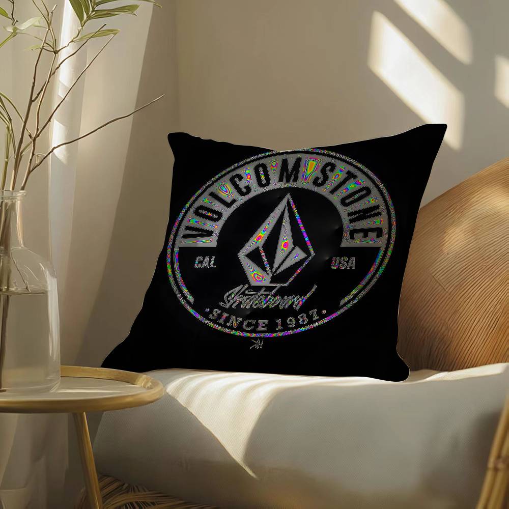 

Extreme Sports Stone Volcom-V Pillow Case Silky elegant Comfort Sofa Bed Invisible zipper Beach pillowcase 12x12Inch