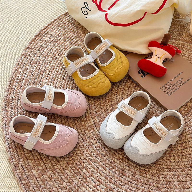 Children Girls Shoes Flat Bottom Mary Jane Ballet Casual Shoes Girl Retro All-Match Slip-On Summer Rubber Soft Sole