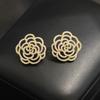 Cercei clasici și eleganți de înaltă calitate, cu zirconiu micro-incrustat, goluri în formă de trandafir, cercei cu ac de argint 925 placat cu aur, versatili, în două culori, pentru femei