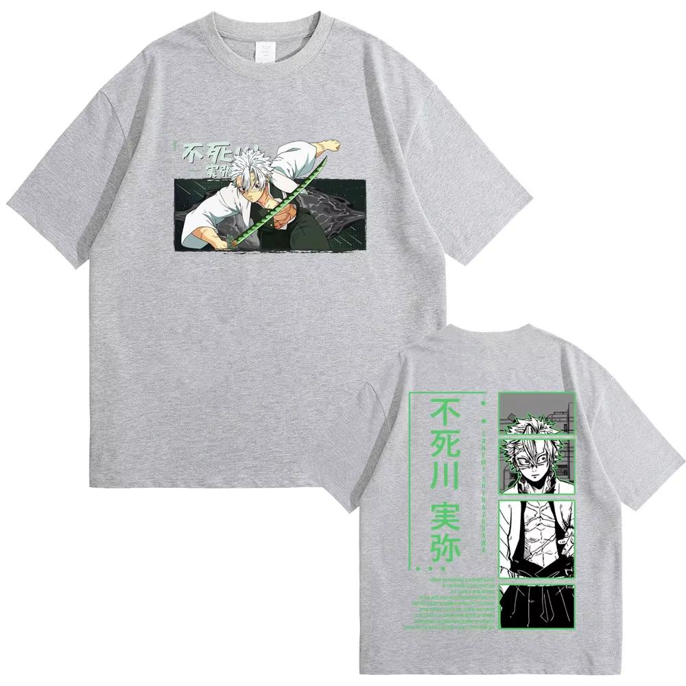 Anime Demon Slayer Shinazugawa Sanemi Graphic Men Women Cotton T-shirt Print T Shirts Male Fashion Casual Oversized Streetwears