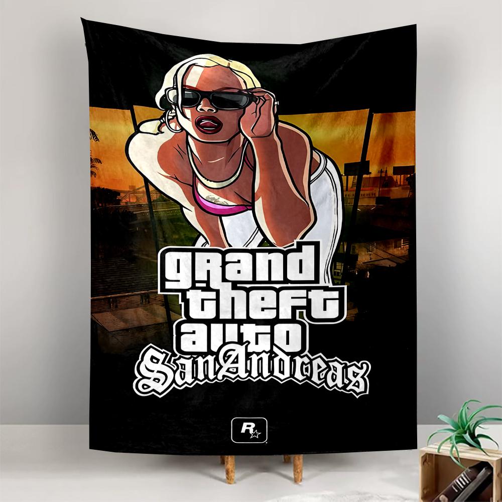 GTA San Andreas Girl Sunset Comic Cover Gamers Wall Hanging Tapestry for Bedroom Wall Decor