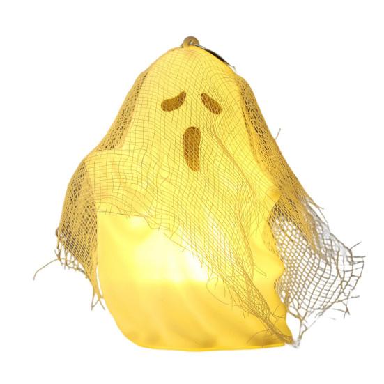 Svítící ozdoba duch Halloween duch světlo závěsná dekorace duch s gázou na krbovou římsu stůl zeď hororově tematické party potřeby