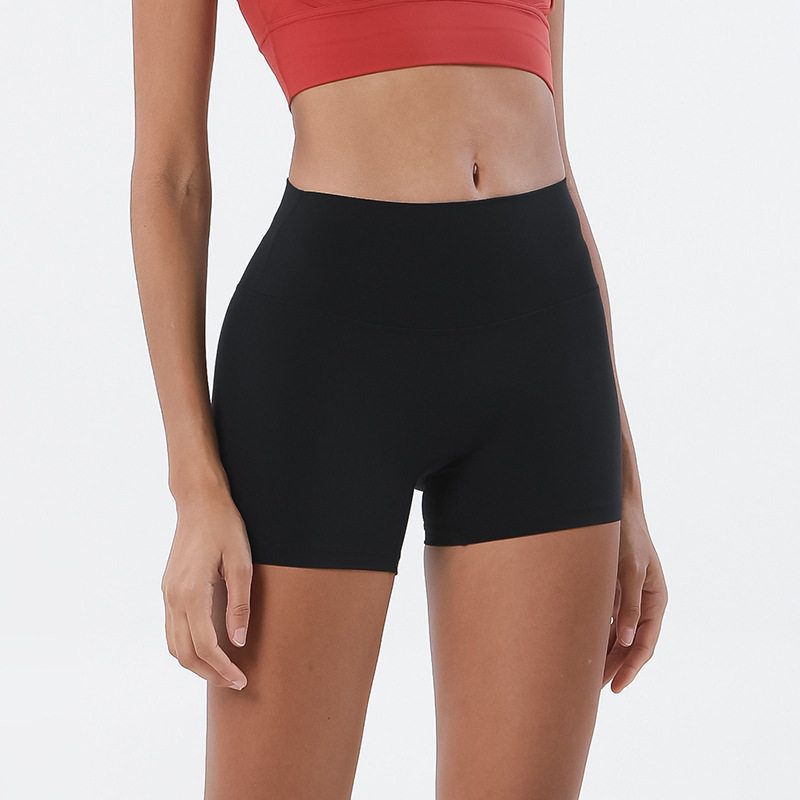 

European and American New High Waist Hip Lift Double-Sided Exercise Shorts Black [Classic Three-Point Shorts] XL
