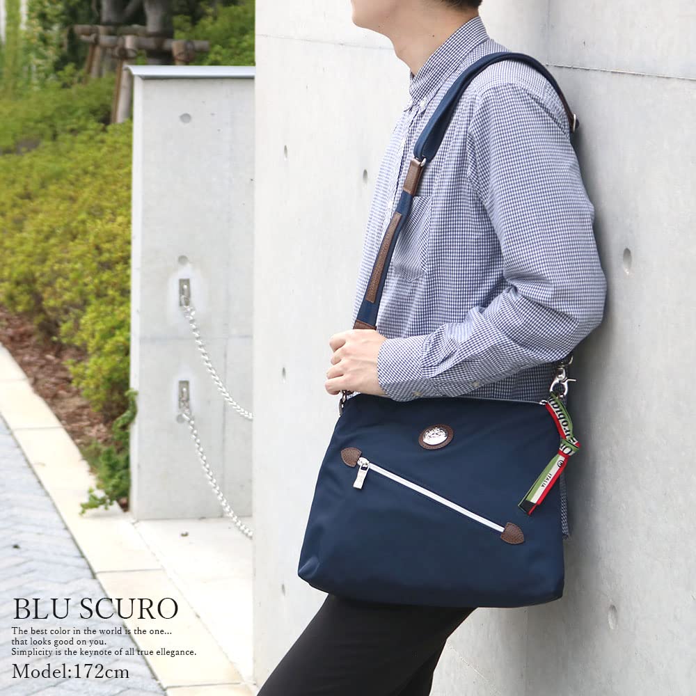 Orobianco IKONIKO-C 01 NYLON DOLLARO 2-Way Shoulder Bag In Limonta Nylon (Made In Italy) - Men's Body BagClutch Bag (Blue SCURONavy)