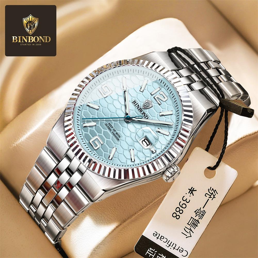 

Top Brand Luxury Men Quartz Watches Original Watch for Man Waterproof Luminous Date Week Stainless Steel Wristwatch небо синє кольору/срібний